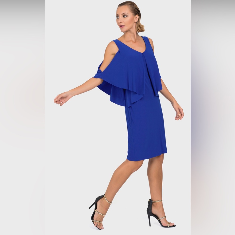 STUNNING JOSEPH RIBKOFF SAPHIRE BLUE COCKTAIL/EVENING DRESS.